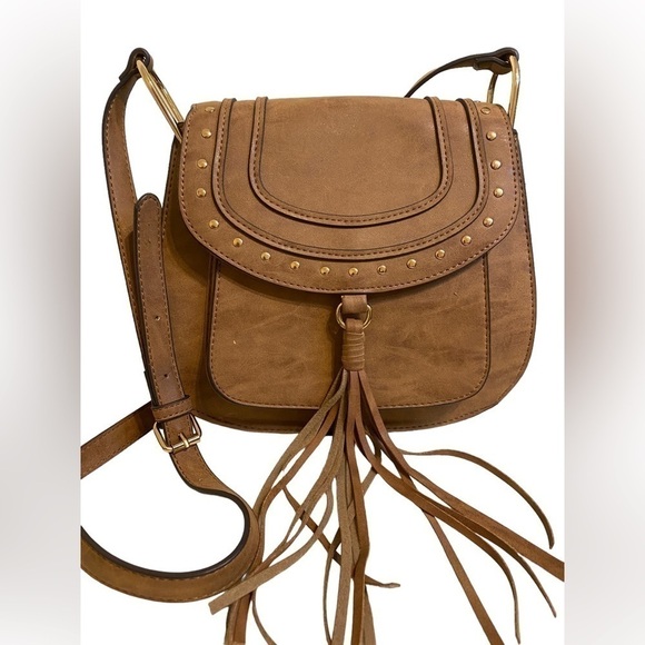 FRANCO Sarto Tan Vegan Suede Leather Crossbody Saddle bag - Picture 1 of 10